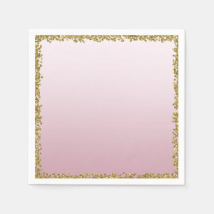 Blush Pink Dipped Gold Glitzer Glam Sparkle Party Serviette
