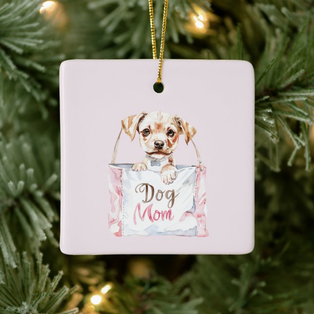 Blush Pink Dog Mom Bag Keramikornament (Baum)