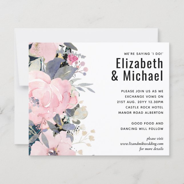 Blush Pink Dusty Blue Floral Wedding Budget (Vorderseite)
