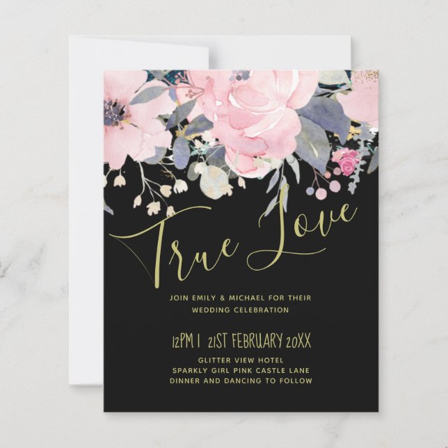 Blush Pink Dusty Blue Floral Wedding Budget (Vorderseite)