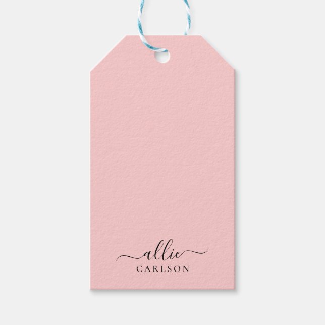Blush Pink Dusty Pink Moderner Minimalistischer Na Geschenkanhänger (Vorderseite)