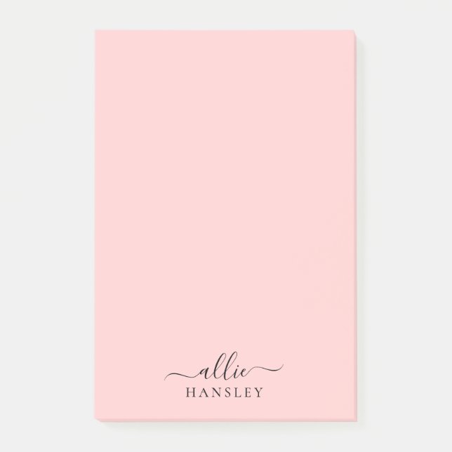 Blush Pink Dusty Pink Moderner Minimalistischer Na Post-it Klebezettel (Vorderseite)