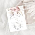 Blush Pink Dusty Rose Blumensüß 16 Geburtstag Einladung<br><div class="desc">Blush Pink Dusty Rose Blumensüß 16 Geburtstagseinladung.</div>