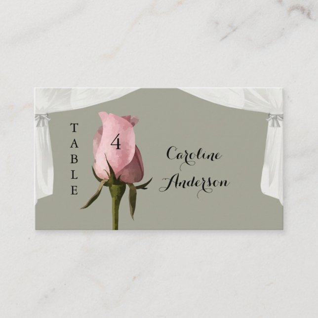 Blush Pink Dusty Sage Wedding Table Platzkarte (Vorderseite)
