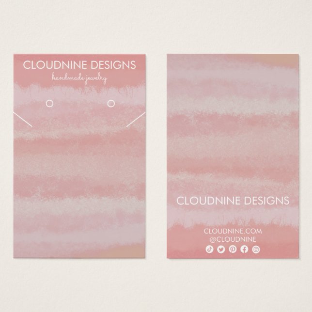 Blush Pink Earring Necklace Juwelier Display Card (Vorne & Hinten)
