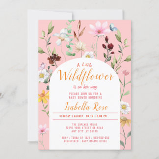 BLush Pink eine kleine Wildblume Girl Babydusche Einladung