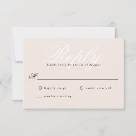 Blush Pink Einfach modern Elegant Minimal Monogram RSVP Karte