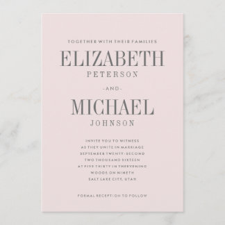 Blush Pink Einfache Elegante Art Hochzeit Einladun Einladung