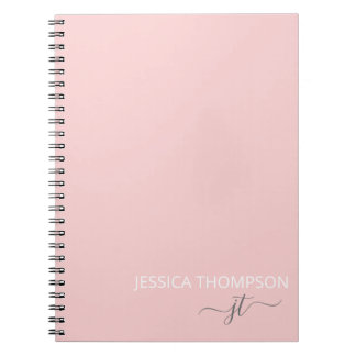 Blush Pink Einfaches Skript Name Girl Monogram Notizblock