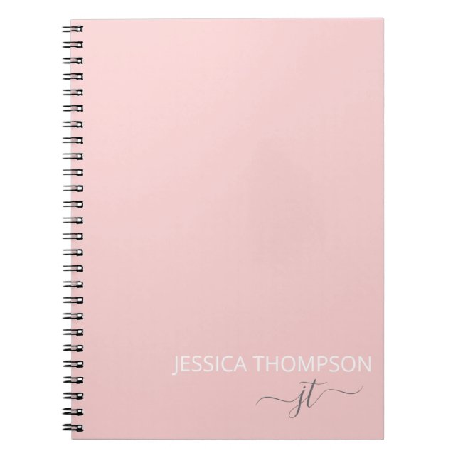 Blush Pink Einfaches Skript Name Girl Monogram Notizblock (Vorderseite)