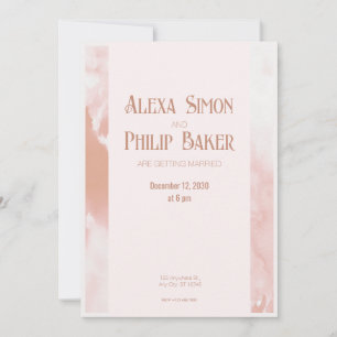 Blush-Pink-einfarbige Wasserfarbenhochzeit Einladung