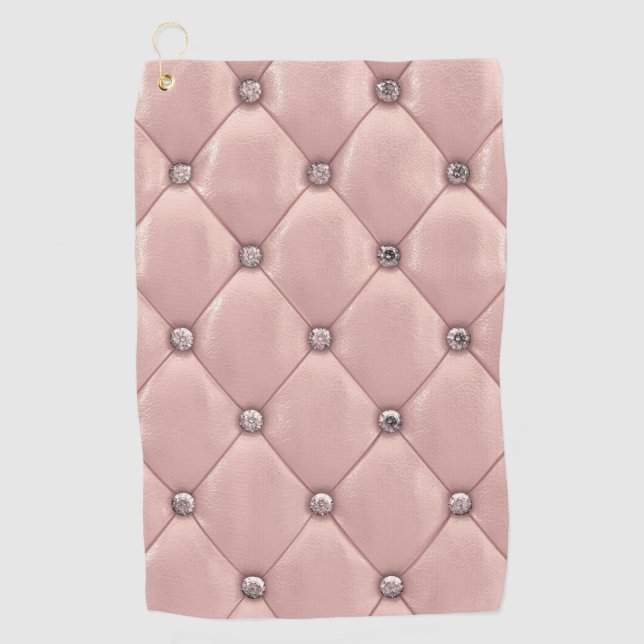 Blush Pink Elegant gefüttert Metallic Leder Look Golfhandtuch (Vorderseite)