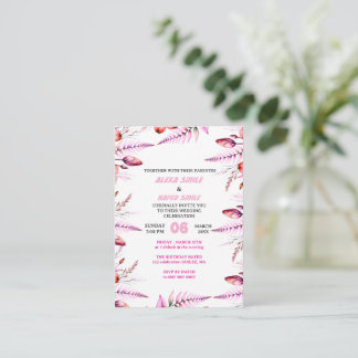 Blush Pink Elegant Gold Wedding Invitation , Whit Mitteilungskarte