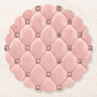 Blush Pink Elegant Tufted Metallic Leder