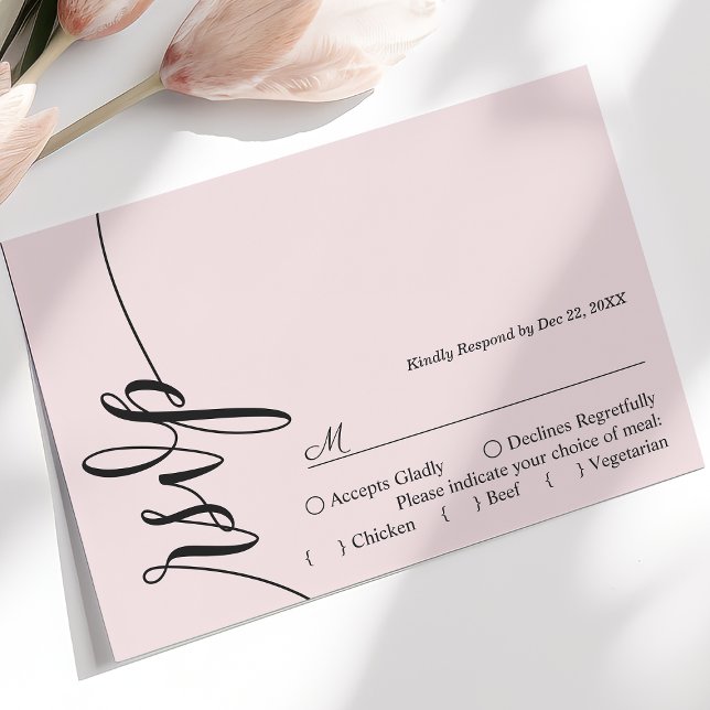 Blush Pink Elegante Calligraphy Wedding RSVP Card Karte (Von Creator hochgeladen)