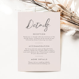 Blush Pink Elegante Kalligrafie Details Hochzeiten Begleitkarte