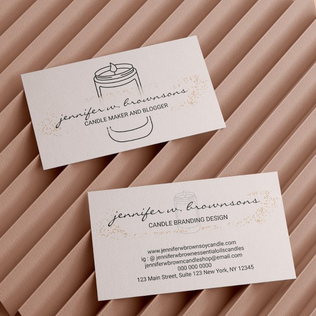 Blush Pink elegante Sockelkerze Visitenkarte (Blush Pink elegant simple soy candle Business Card)