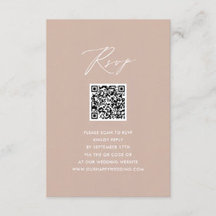 Blush Pink Elegantes Skript Einfache QR Hochzeit R Begleitkarte