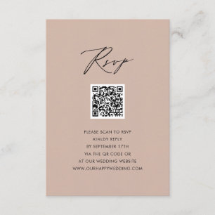 Blush Pink Elegantes Skript Einfache QR Hochzeit R Begleitkarte