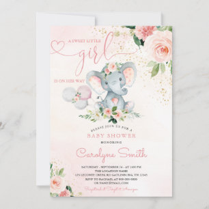 Blush Pink Elephant Baby Dusche Einladung