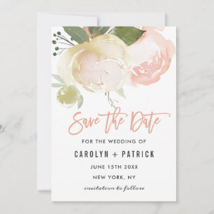 Blush Pink Elfenbein Hochzeit retten Datum Save The Date