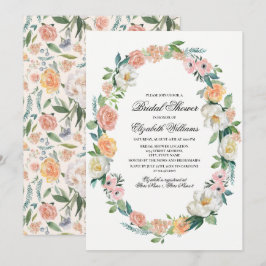Blush Pink Elfenbeinflora Brautparty Einladung
