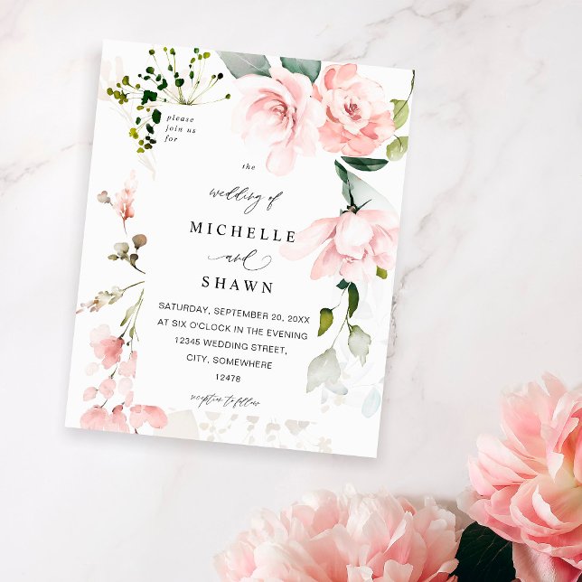 Blush Pink & Eukalyptus Floral Wedding 2 Flyer (Von Creator hochgeladen)