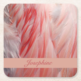 Blush Pink Exotic Flamingo Bird Feathers Textur Rechteckiger Pappuntersetzer