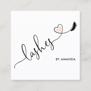 Blush Pink Eyes Lashes Herz Quadratische Visitenkarte