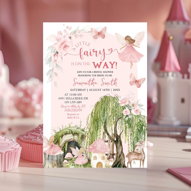 Blush Pink Fairy Enchanted Forest Baby Shower Einladung (Von Creator hochgeladen)