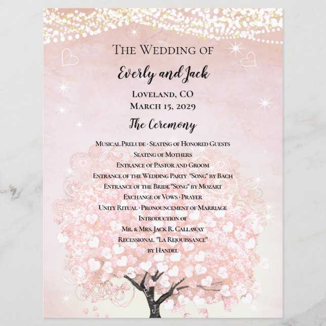 Blush Pink Fairytale Hochzeitsprogramm (Vorderseite)