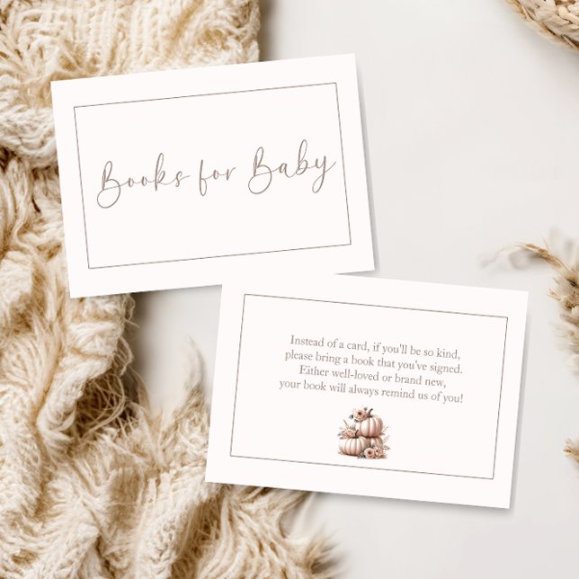 Blush Pink Fall Pumpkin Bücher für Baby Dankeskarte (Von Creator hochgeladen)