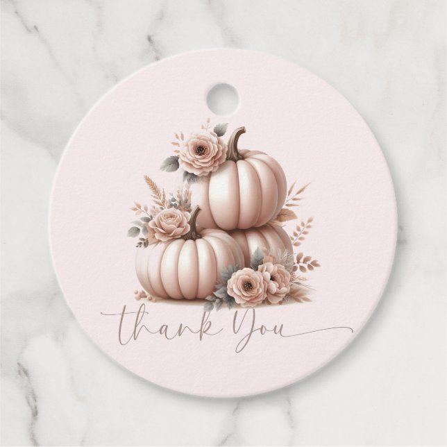 Blush Pink Fall Pumpkin danke Geschenkanhänger (Vorderseite)