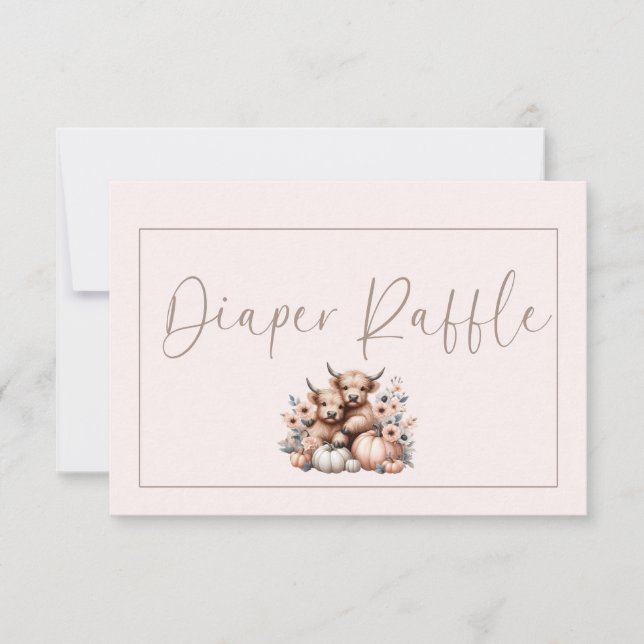 Blush Pink Fall Pumpkin Diaper Tombola Dankeskarte (Vorderseite)