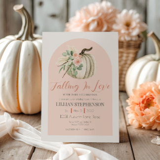 Blush Pink Fallend in Liebe Pumpkin Baby Dusche Einladung