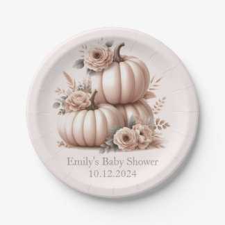 Blush Pink fallender Kürbis Baby Dusche Teller