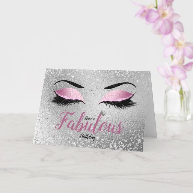 Blush Pink Fantastischer Glitzer Augen Standard Ge Karte (Orchidee)