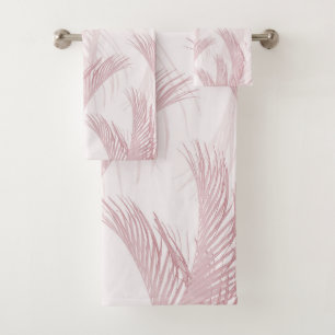 Blush Pink Feather Palm Bliss 1 Badhandtuch Set