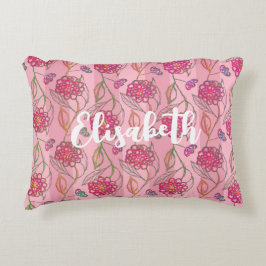Blush Pink Feminine Bläschen Streifen Drucktasten  Dekokissen