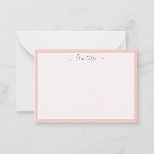 Blush Pink Feminine Personalisierter Name Mitteilungskarte (Vorderseite)