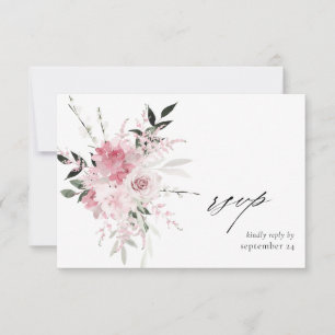 Blush Pink Floral 2 w Carte RSVP Repas