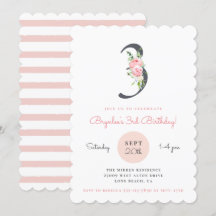 Blush Pink Floral 3. Geburtstag