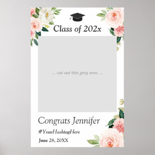 Blush Pink Floral Abschlussfeier Fotobooth Poster