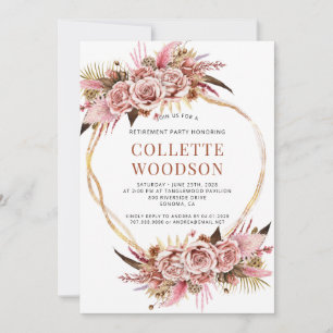 Blush Pink Floral Aquarellfarben Rente Party Einladung