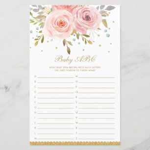 Blush Pink Floral Baby ABC Fun Baby Showspiel
