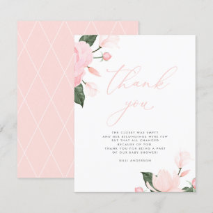 Blush Pink Floral Baby Dusche Danke