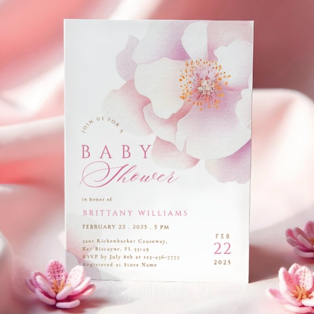 Blush Pink Floral Baby Dusche Einladung (Von Creator hochgeladen)