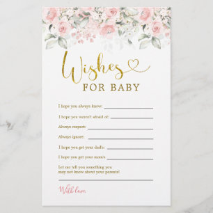 Blush Pink Floral Baby Dusche Wünsche für Baby