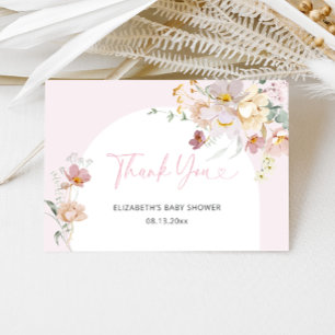 Blush Pink Floral Baby in Bloom Baby Dusche Dankeskarte