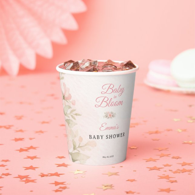 Blush Pink Floral Baby in Bloom Garden Pappbecher (Insitu)